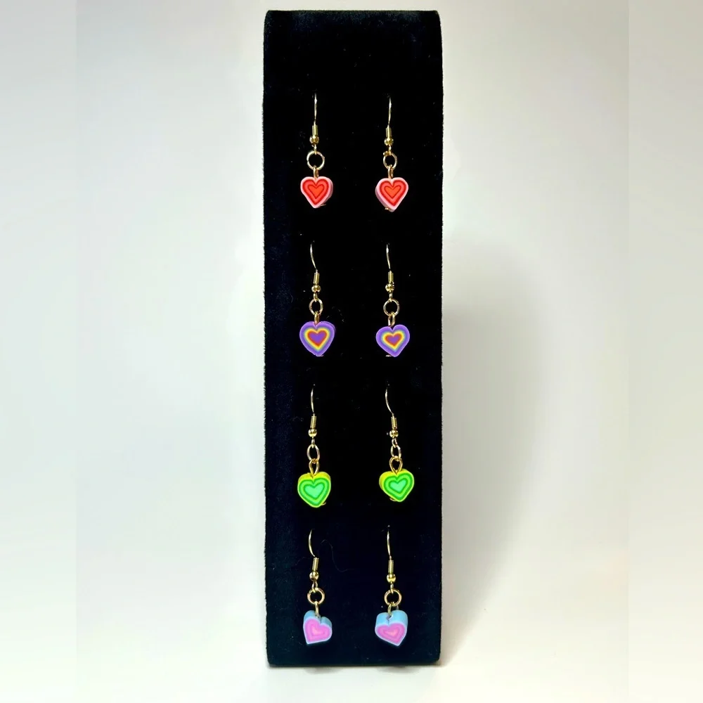 Colorful Heart Earrings - Picture 2 of 6